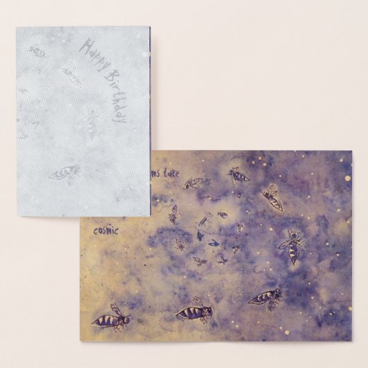 Carte d'anniversaire Space Bees Foil (Affichage)