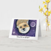 Carte d'anniversaire Space Fox (Fleur jaune)