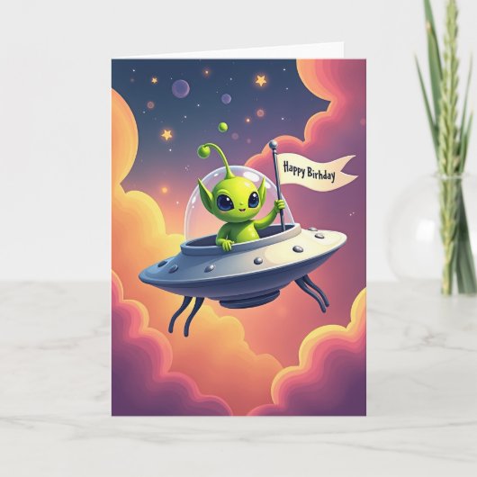 Carte d'anniversaire spatiale douce (Devant)