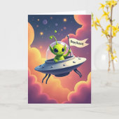 Carte d'anniversaire spatiale douce (Fleur jaune)