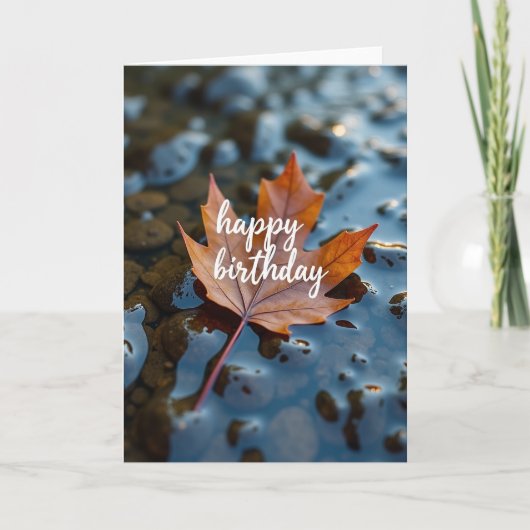 Carte d'anniversaire spéciale feuille rousse (Devant)