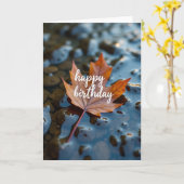 Carte d'anniversaire spéciale feuille rousse (Fleur jaune)