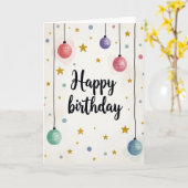 Carte d'anniversaire Sphères Pastel (Fleur jaune)