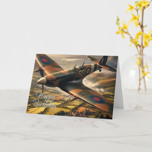 Carte d'anniversaire Spitfire (Fleur jaune)