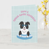 Carte d'anniversaire Splash-tastic Border Collie (Fleur jaune)