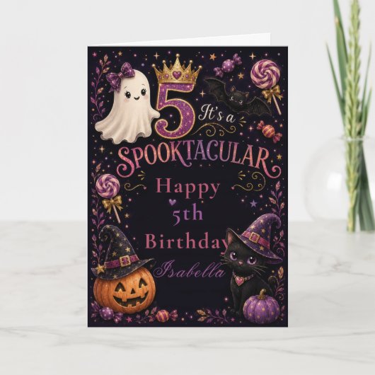 Carte d'anniversaire Spooktacular 5 ans (Devant)