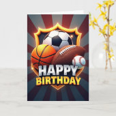 Carte d'anniversaire Sporty Shield (Fleur jaune)