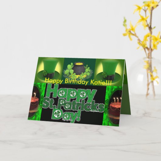 Carte d'anniversaire St Patrick (Fleur jaune)