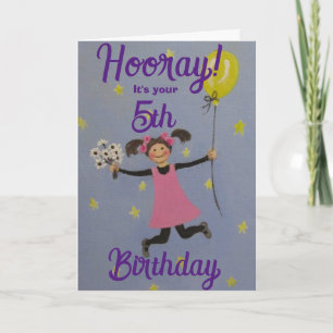 Carte d'anniversaire standard 5 ans, pliée 5" x 7"