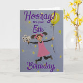 Carte d'anniversaire standard pour 5 ans, pliée, 5 (Fleur jaune)