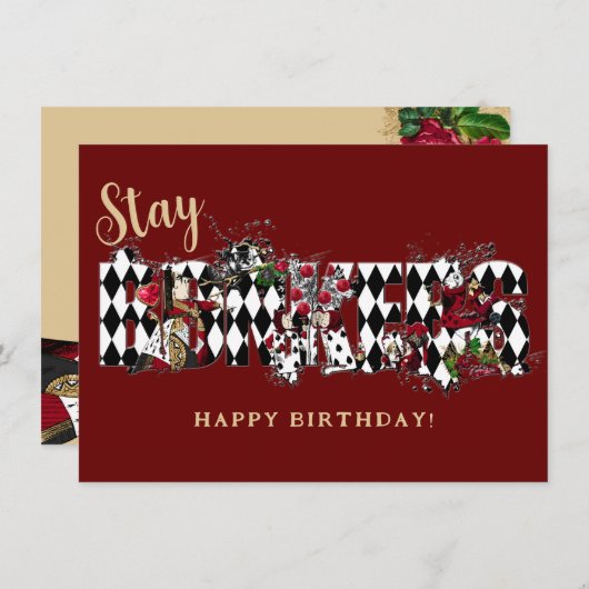 Carte d'anniversaire Stay Bonkers Alice in Wonderl (Devant / Derrière)