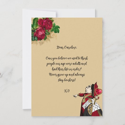 Carte d'anniversaire Stay Bonkers Alice in Wonderl (Dos)