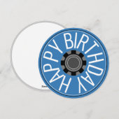 Carte d'anniversaire Steampunk Blue Wheel Joyeux A (Devant / Derrière)