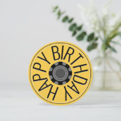 Carte d'anniversaire Steampunk Roue Jaune Joyeux A (Debout devant)