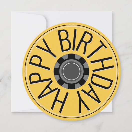 Carte d'anniversaire Steampunk Roue Jaune Joyeux A (Devant)
