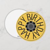 Carte d'anniversaire Steampunk Roue Jaune Joyeux A (Devant / Derrière)