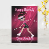 Carte d'anniversaire Step Daughter - Tennis (Fleur jaune)