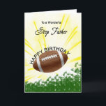 Carte d'anniversaire Step Father Football<br><div class="desc">Offrez à votre père de étape amateur de football une carte de football avec un thème de football explosif! Un football avec les mots "À un beau père pas".</div>