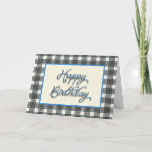 Carte d'anniversaire Stewart Blue Tartan