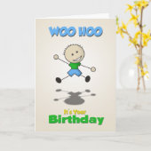 Carte d'anniversaire Stick Boy (Fleur jaune)