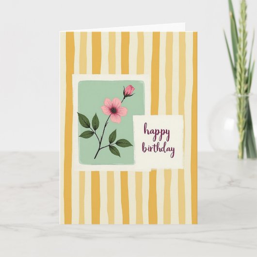 Carte d'anniversaire Striped Bloom (Devant)