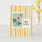 Carte d'anniversaire Striped Bloom (Fleur jaune)