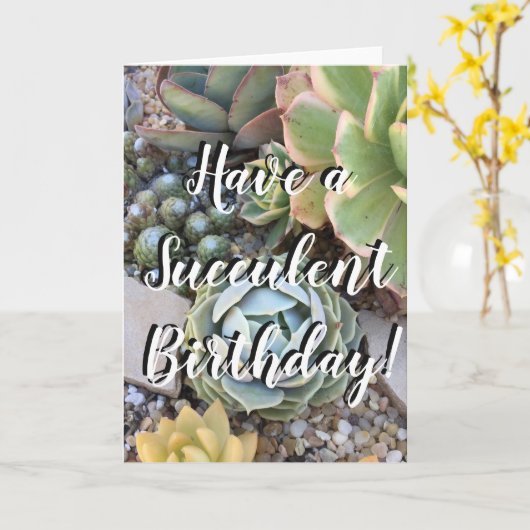 Carte d'anniversaire Succulente (Fleur jaune)