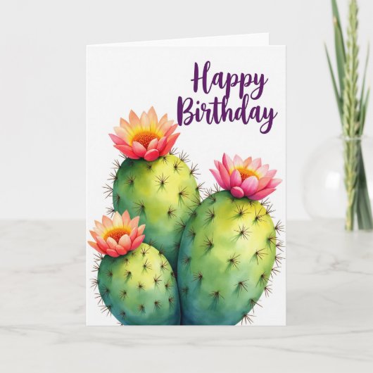 Carte d'anniversaire Succulente en Fleur (Devant)