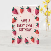 Carte d'anniversaire sucrée à la fraise (Fleur jaune)