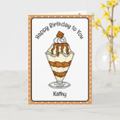 Carte d'anniversaire sucrée Crème glacée Sundae (Fleur jaune)