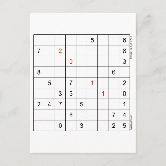 Carte d'anniversaire Sudoku 20-11 (Devant)