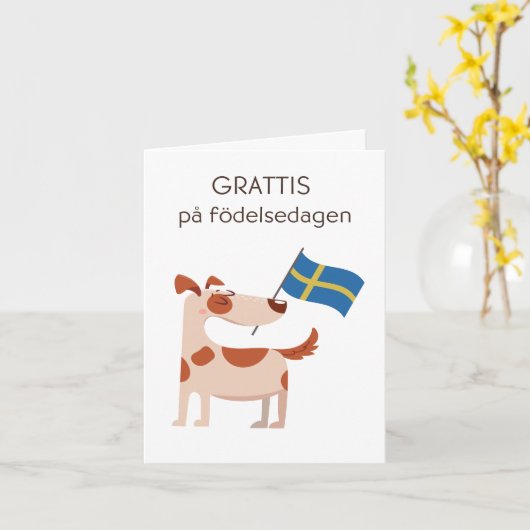 Carte d'anniversaire suédoise - Grattis på födelse (Fleur jaune)