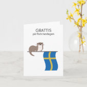 Carte d'anniversaire suédoise - Grattis på födelse (Fleur jaune)