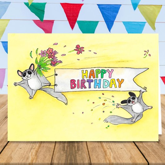 Carte d'anniversaire Sugar Gliders Joyeux Annivers