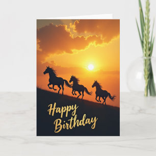 Carte d'anniversaire Sunset Horses