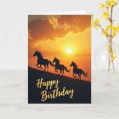 Carte d'anniversaire Sunset Horses (Fleur jaune)