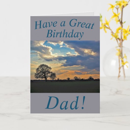 Carte d'anniversaire Sunset Sky et Tree pour papa (Fleur jaune)