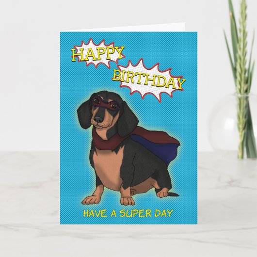 Carte d'anniversaire Super Dachshund Chien (Devant)