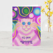 Carte d'anniversaire super pour "femme" pour chat- (Fleur jaune)