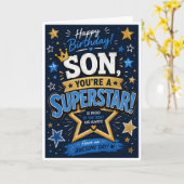 Carte d'anniversaire Superstar pour fils (Fleur jaune)
