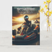 Carte d'anniversaire sur le thème du karting (Fleur jaune)