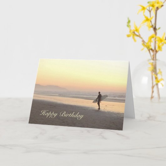 Carte d'anniversaire : Surfer (Fleur jaune)