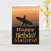 Carte d'anniversaire surfeur personnalisable (Fleur jaune)