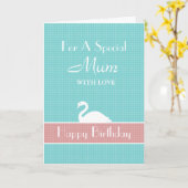 Carte d'anniversaire Swan Happy - Bleu (Fleur jaune)