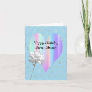 Carte d'anniversaire Sweet 16 avec Rainbow Heart