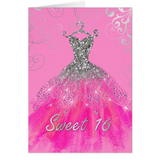 Carte d'anniversaire Sweet 16 Rose Glam (Devant)