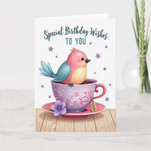 Carte d'anniversaire Sweet Bird Teacup
