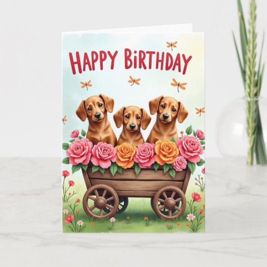 Carte d'anniversaire Sweet Dog Wagon (Devant)