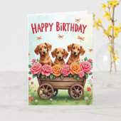 Carte d'anniversaire Sweet Dog Wagon (Fleur jaune)