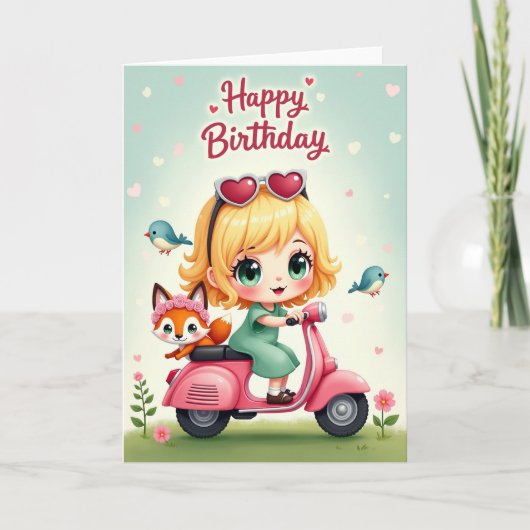 Carte d'anniversaire Sweet Scooter (Devant)